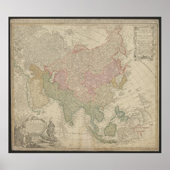 Antique Asia Map 1744, Russia Poster (Devant)