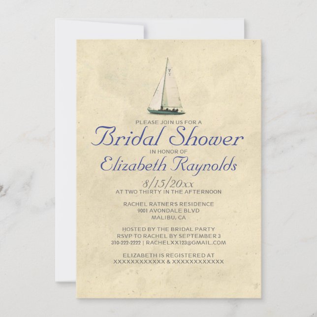 Antique Bateaux Invitations de douche nuptiale (Devant)