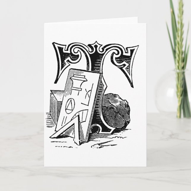 Antique calligraphie Symboles maçonniques Lettre T (Devant)