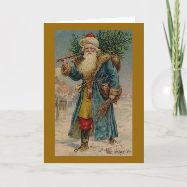 Antique carte de Noël illustrée Père Noël (Devant)