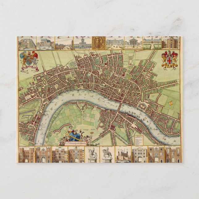 Antique carte du 17ème siècle de Londres W. Hollar (Devant)