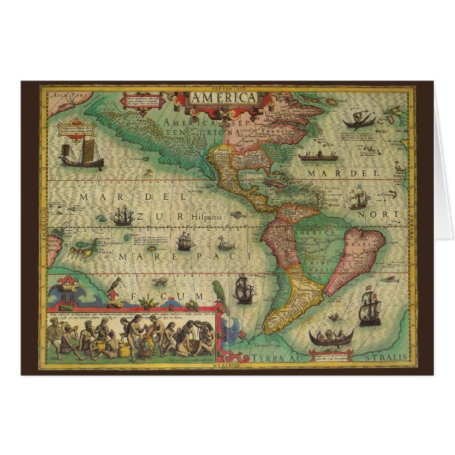 Antique carte du Vieux Monde des Amériques, 1606 (Devant horizontal)