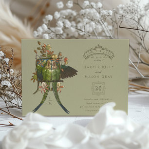 Antique Charm Parrot 'Save the Date' Invitation