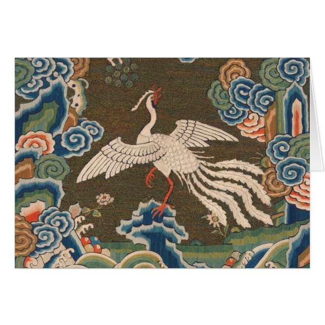 Antique chinese bird artwork tapestry phoenix (Devant horizontal)