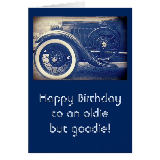 Antique Classic Cars Blue Custom Birthday Card (Devant)