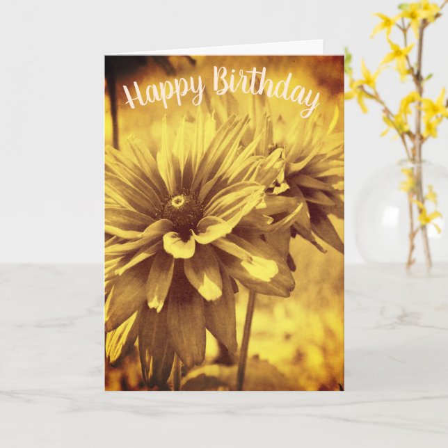 Antique Daisies Floral Personnalisable Carte Anniv (Fleur jaune)