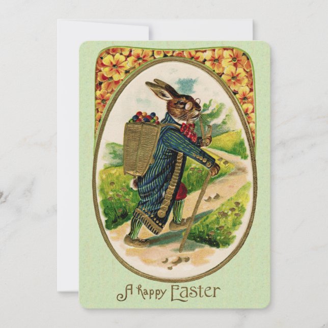Antique Erudite Rabbit de Pâques Invitation inform (Devant)