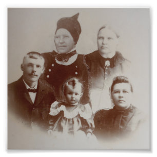 Antique Famille Collage Photo B&W Image