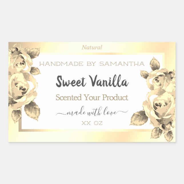 Antique Floral Gold Étiquettes emballage de produi (Devant)