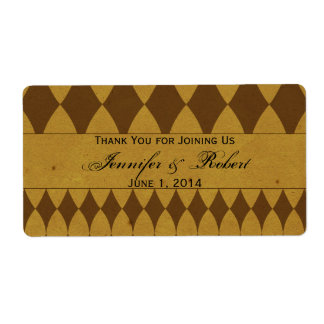 Antique Gold Diamond Arlequin Étiquette de bouteil