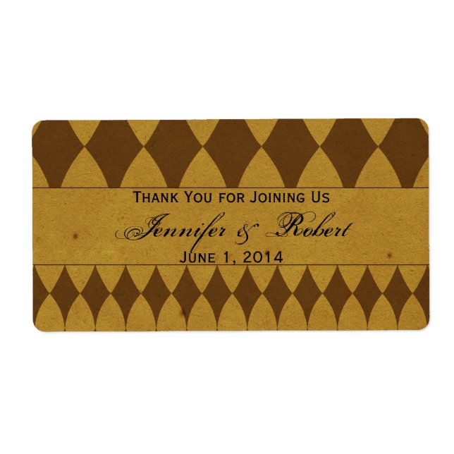 Antique Gold Diamond Arlequin Étiquette de bouteil (Devant)