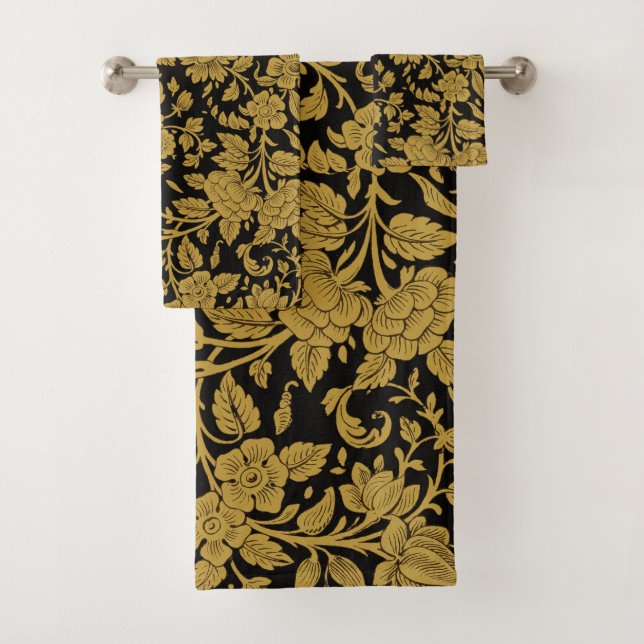 Antique Gold Floral Indian Lac-work Black Pattern (En situation)