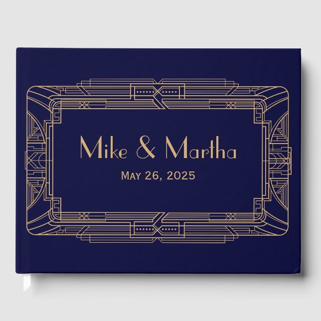 Antique Grand Gatsby Art Déco Mariage Livre d'hôte (Recto)