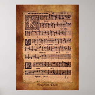 Antique Grégorien Chant Sheet Musique Poster d'art