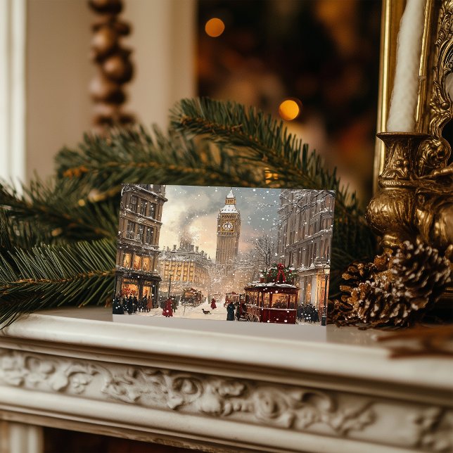 Antique hiver à Londres Carte postale Noël (Créateur téléchargé)