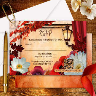 Antique Italien Mariage d'automne carte RSVP