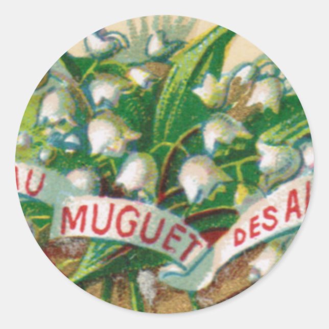 Antique Lily de la Vallée Sticker rond (Devant)