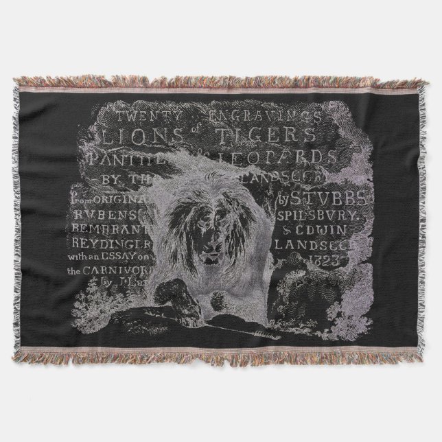 Antique Lion Script Cotton Jeu de couverture (Devant)