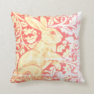 Antique Look Rabbit Coussin Rouille Orange Gold Fa