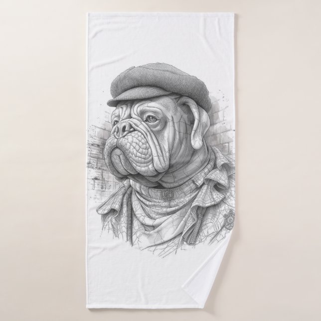 Antique Marble Bulldog Minister Guest Towel (Serviette de bain)