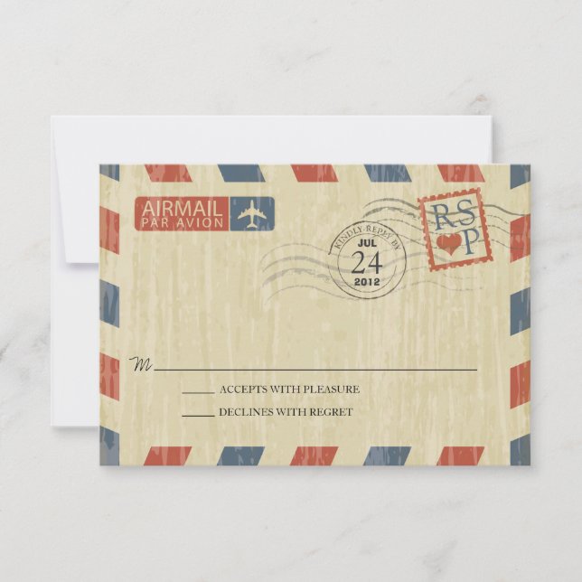 Antique mariage Airmail RSVP (Devant)
