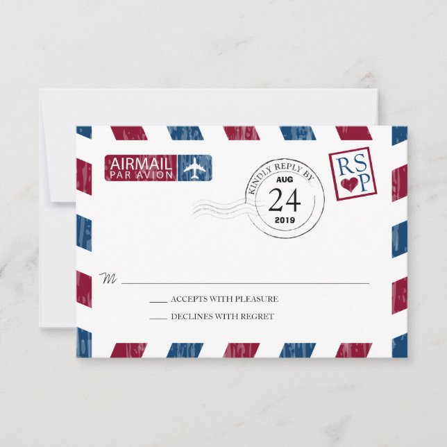 Antique mariage Airmail RSVP (Devant)