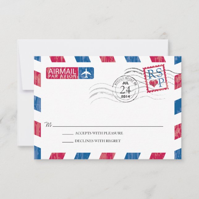 Antique mariage Airmail RSVP (Devant)