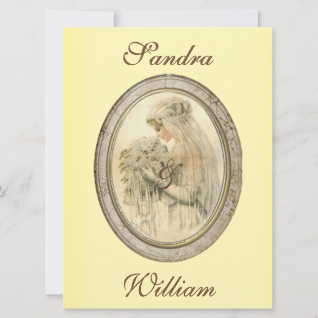 Antique mariée Faire-part de mariage jaune (Devant)