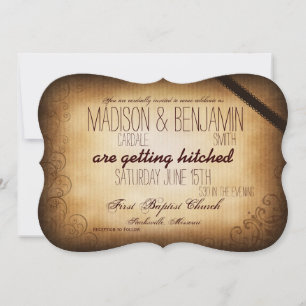 Antique Obtenir Hitched Rustic Wedding Invitations