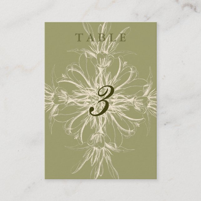 Antique Olive Floral Guest Cartes de table (Devant)