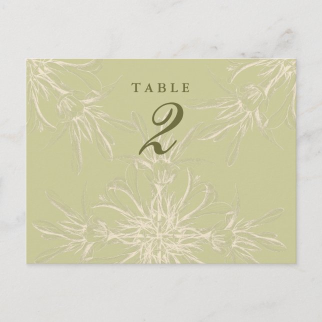 Antique Olive Floral Guest Cartes de table (Devant)