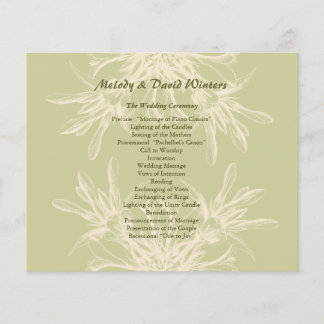 Antique Olive Floral Wedding Programme