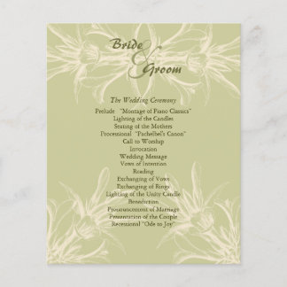 Antique Olive Floral Wedding Programme