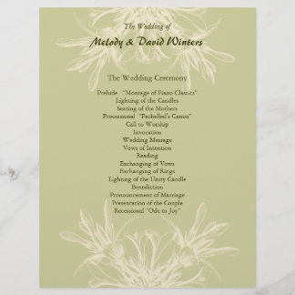 Antique Olive Floral Wedding Programme
