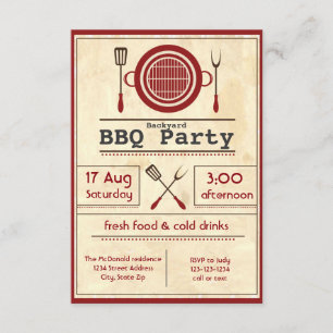 Antique Papier BBQ Party - Invitation 3x5