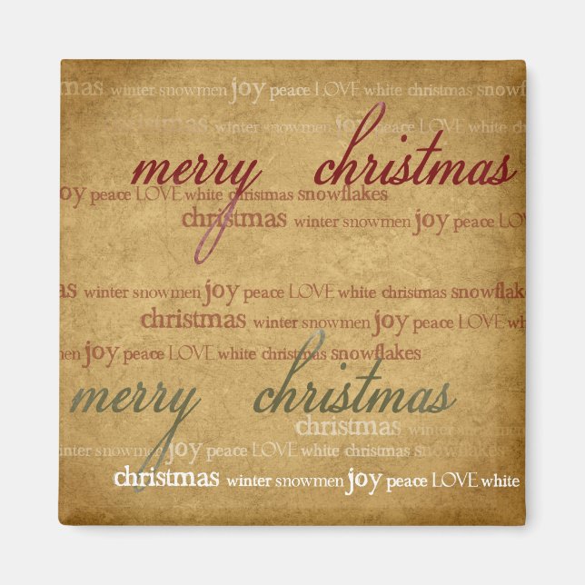 Antique Papier Vintage de Noël Aimant frigo (Devant)