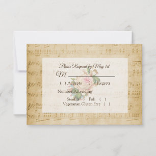 Antique Partition Musique Rose Rose Mariage carte