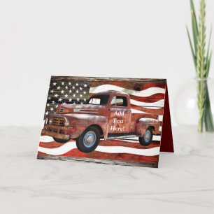 Antique Red Truck Vintage Red Truck Drapeau améric