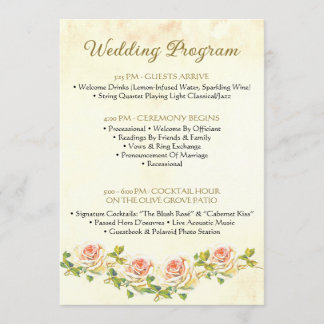 Antique Rose 5 x 7 Programme de mariage Appartemen