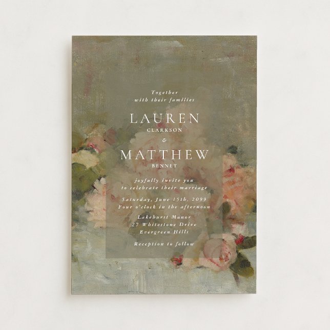 Antique Rose Oil Painting Wedding Invitation (Créateur téléchargé)
