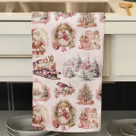Antique rose victorien serviette de cuisine de Noë<br><div class="desc">Antique rose Victorien Serviette à main de cuisine de Noël - Cette serviette de cuisine de vacances magnifique et unique dispose d'un design motif délicat et transparent de rose, ivoire, crème, rose et blanc fussy antique Victorian Era éphemera illustrations de Noël d'antan, sur un arrière - plan rose poudré. Les...</div>