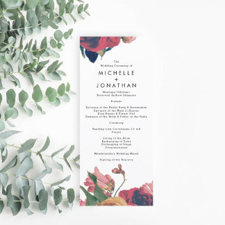 Antique Rose Vintage Boho Wedding Programme