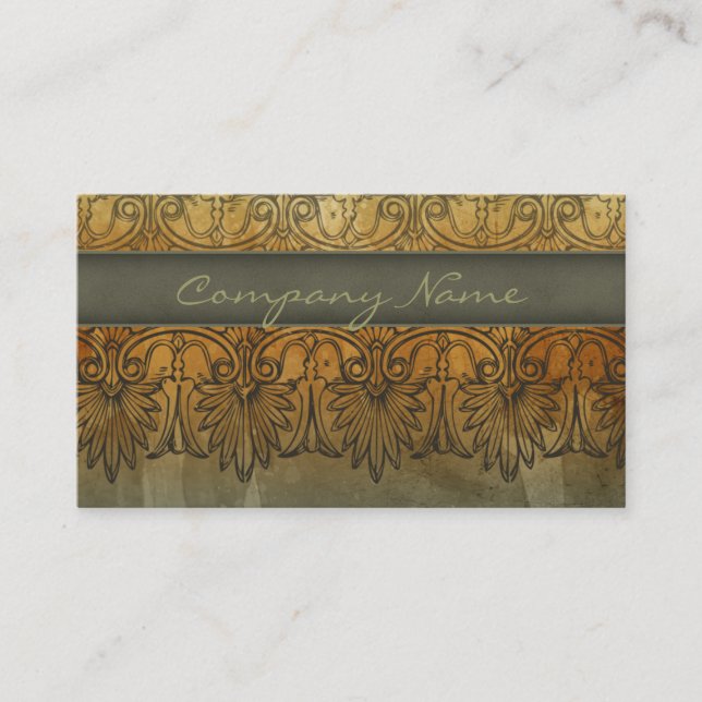 Antique Salon Spa dentelle Carte de visite or vert (Devant)