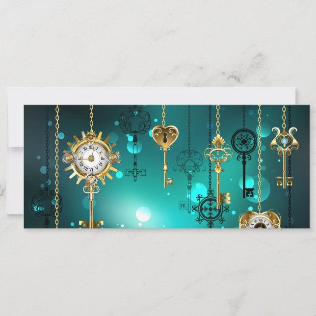 Antique Skeleton Keys on Green Background (Devant)