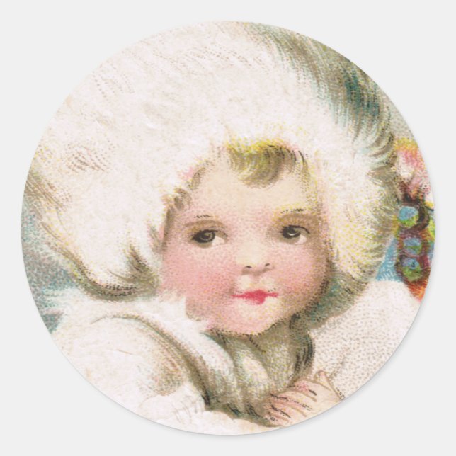 Antique Sticker Cercle pour bébé neige d'hiver (Devant)