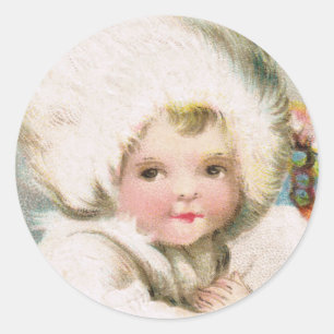 Antique Sticker Cercle pour bébé neige d'hiver
