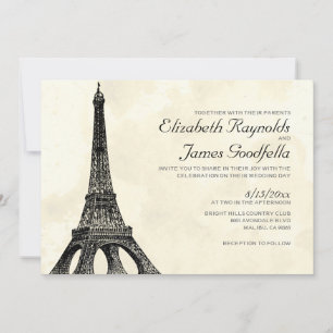 Antique Tour Eiffel Invitations de mariage