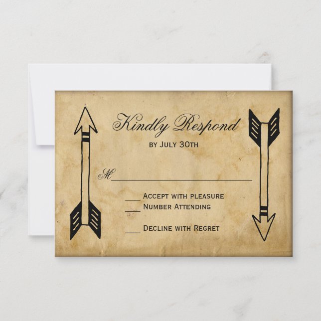 Antique Tribal Arrow Wedding Cartes RSVP (Devant)
