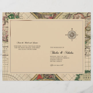 Antique Vieux Monde Carte Programme de mariage Tha