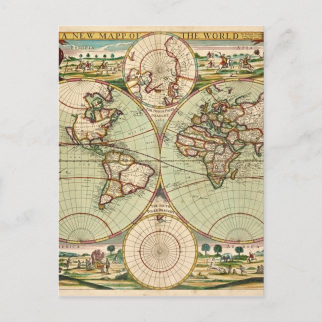 Antique Vintage carte postale mondiale (Devant)